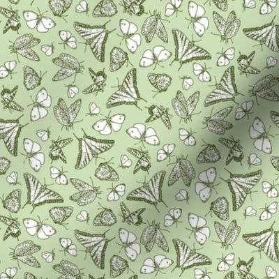 Green Butterfly Ditsy Garden Toile