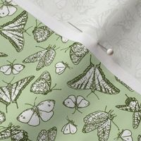 Green Butterfly Ditsy Garden Toile