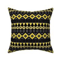 mudcloth 2 in black and yellow