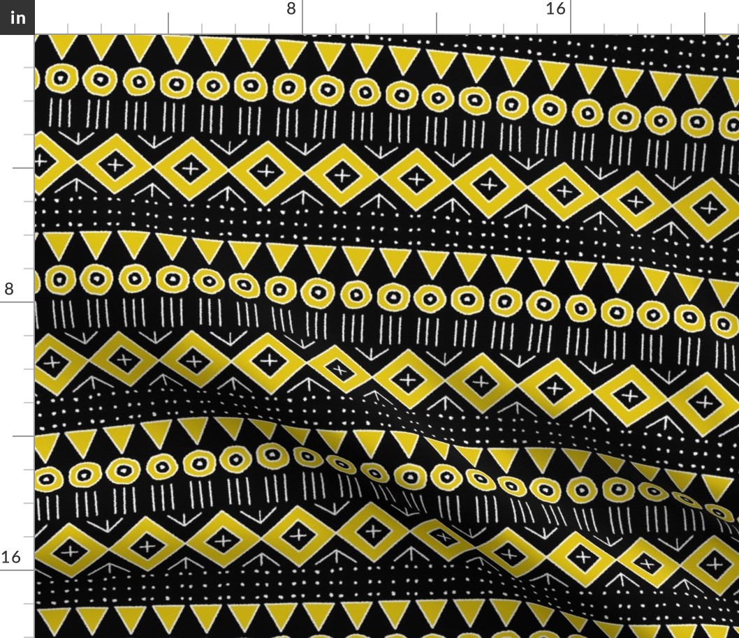 mudcloth 2 in black and yellow
