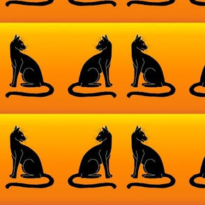 black cats on orange border