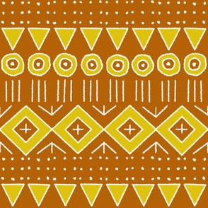 mudcloth 2 in orange and yellow
