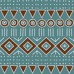 mudcloth style 2 in turquoise and brown