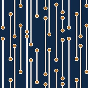 dotted lines in navy, cream and terracotta