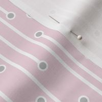 dotted lines in blush pink, gray and white