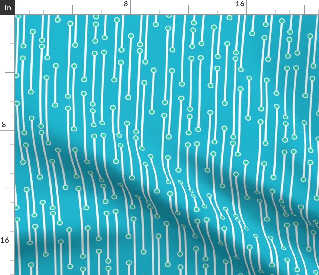 dotted lines white and mint on turquoise