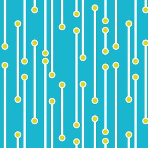 dotted lines in turquoise, yellow and white