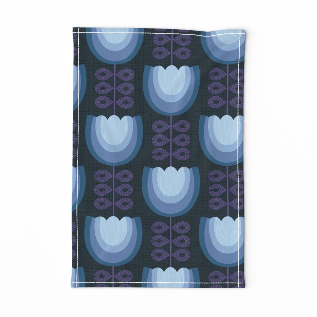 Mod blue flowers-tulips 60s