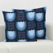 Mod blue flowers-tulips 60s