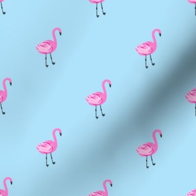 flamingo fabric // simple cute pink flamingo, baby, nursery, cute, summer preppy flamingos - blue