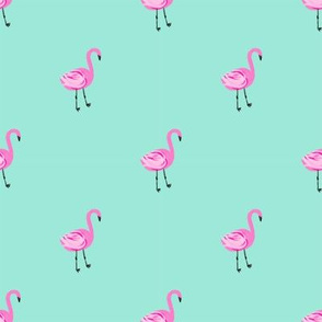 flamingo fabric // simple cute pink flamingo, baby, nursery, cute, summer preppy flamingos - mint