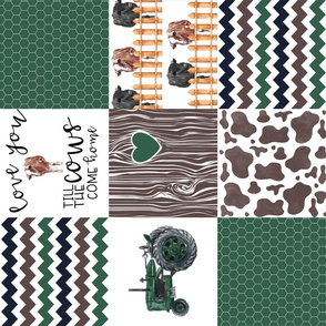 Farm//Love you till the cows come home//Hereford/Angus - Wholecloth Cheater Quilt - Rotated