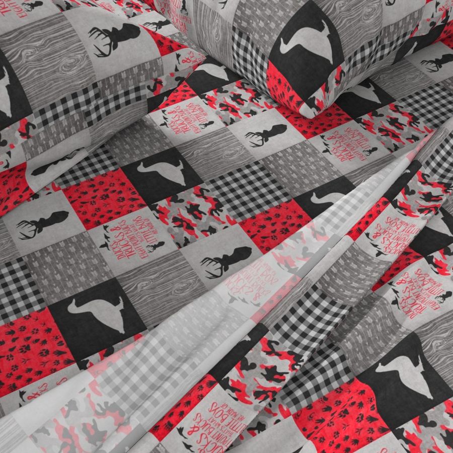 3 inch Ducks & Trucks//Red&Black - Wholecloth Cheater Quilt - Rotated