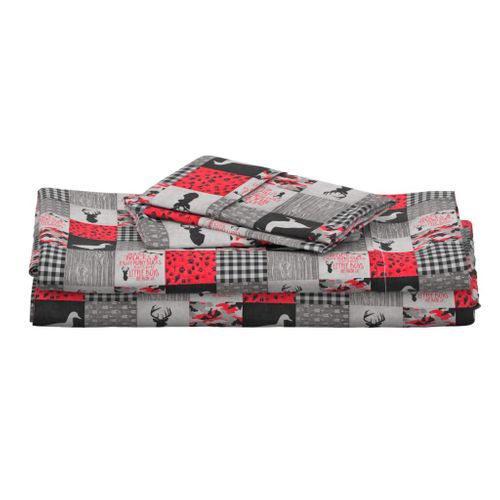 3 inch Ducks & Trucks//Red&Black - Wholecloth Cheater Quilt - Rotated