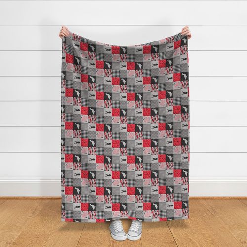 3 inch Ducks & Trucks//Red&Black - Wholecloth Cheater Quilt - Rotated