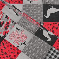 3 inch Ducks & Trucks//Red&Black - Wholecloth Cheater Quilt - Rotated