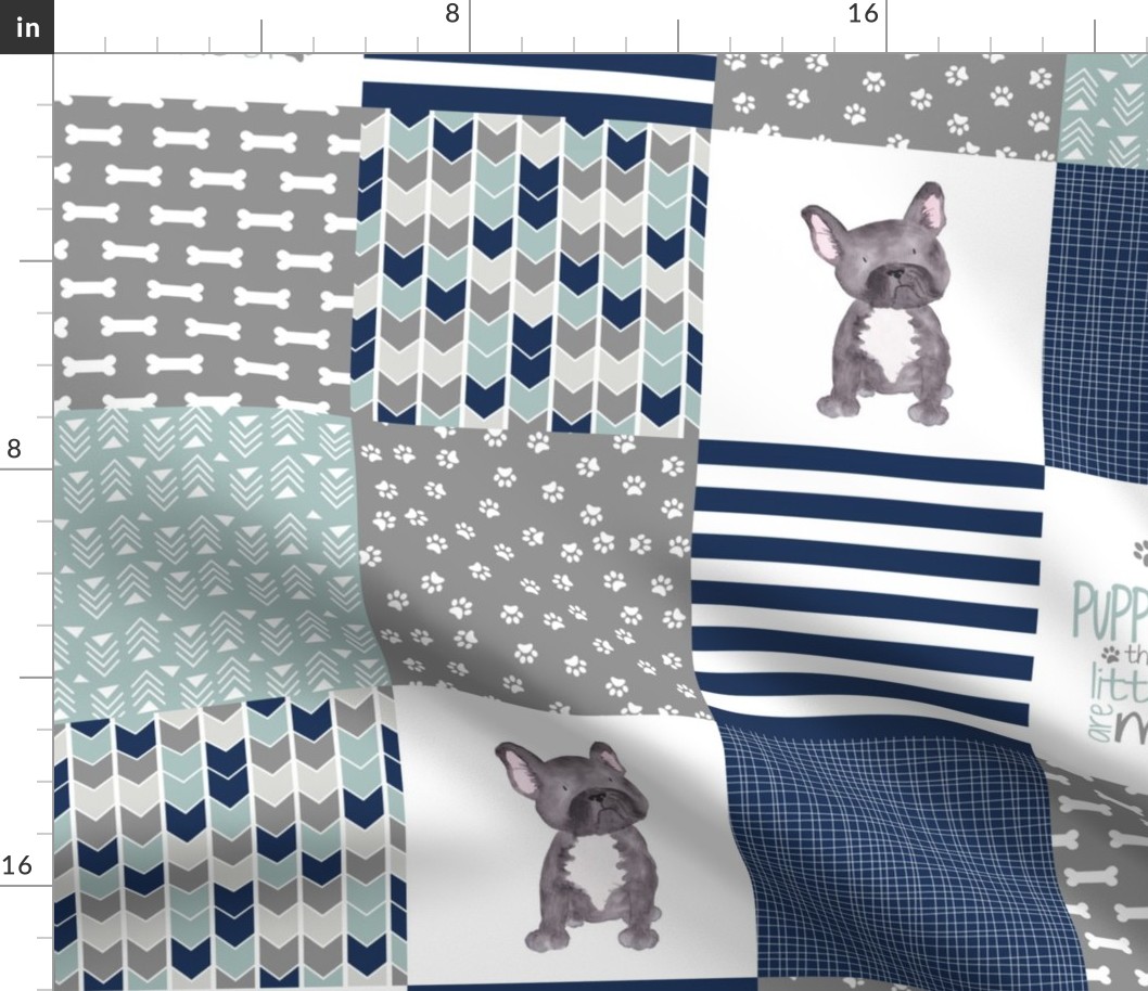 Puppy Dog Tails//Frenchie - Wholecloth Cheater Quilt