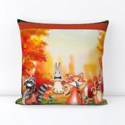 FQ PANEL AUTUMN FOREST WOODLAND ANIMALS MUSIC ORCHESTRA