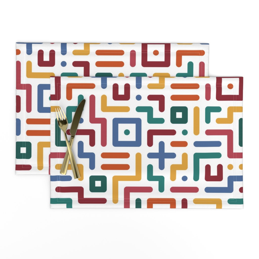 Memphis geometrics colorful round lines white