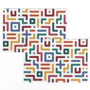 Memphis geometrics colorful round lines white