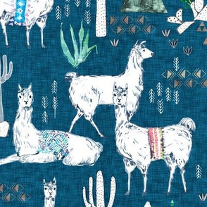 Llama herd (denim) 