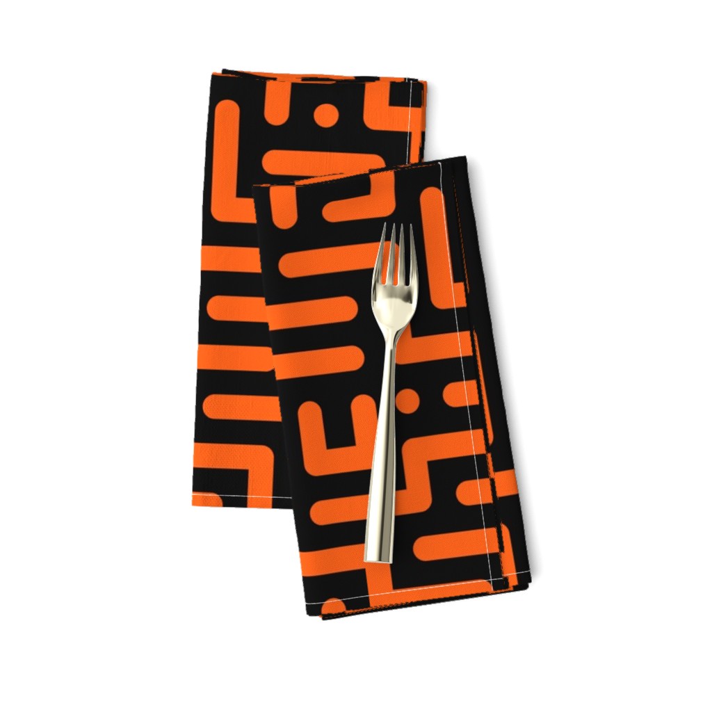 Geometrics round lines memphis neon orange black