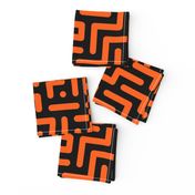 Geometrics round lines memphis neon orange black