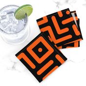 Geometrics round lines memphis neon orange black