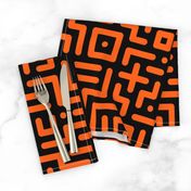 Geometrics round lines memphis neon orange black