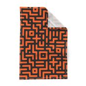 Geometrics round lines memphis neon orange black