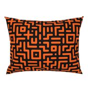 Geometrics round lines memphis neon orange black