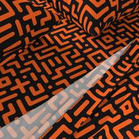 Geometrics round lines memphis neon orange black