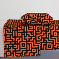 Geometrics round lines memphis neon orange black