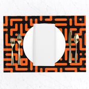 Geometrics round lines memphis neon orange black