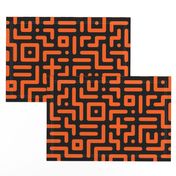 Geometrics round lines memphis neon orange black