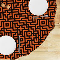 Geometrics round lines memphis neon orange black