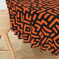 Geometrics round lines memphis neon orange black