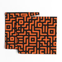 Geometrics round lines memphis neon orange black