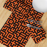 Geometrics round lines memphis neon orange black