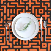 Geometrics round lines memphis neon orange black