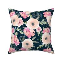 12" Pink Delight Florals // Tiber Navy