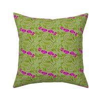 Double Spiral Retro Bicolor Flowers on Mint