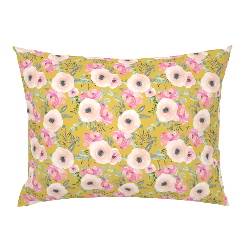 8" Pink Delight Florals // Anzac Yellow