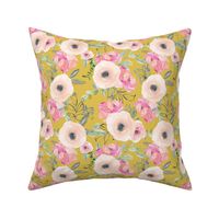 8" Pink Delight Florals // Anzac Yellow