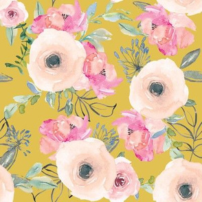 8" Pink Delight Florals // Anzac Yellow