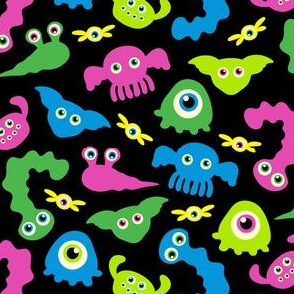 Googly Eyed Monsters on Black