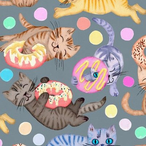 Sprinkles on Donuts and Whiskers on Kittens blue grey background - large