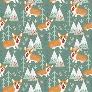 Corgis in the Mountains - Green Small