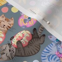 Sprinkles on Donuts and Whiskers on Kittens blue grey background - small