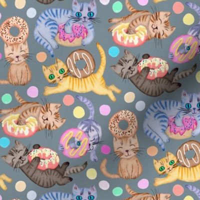 Sprinkles on Donuts and Whiskers on Kittens blue grey background - small